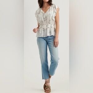 Lucky Brand White and Floral Arya blouse - Size M